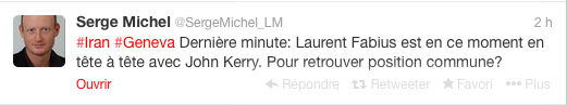 Tweet de Serge Michel, reporter du journal Le Monde