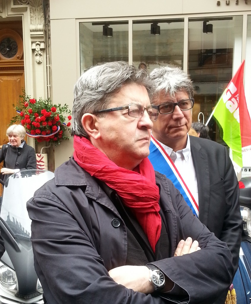 Jean-Luc Mélenchon et Eric Coquerel, après la cérémonie (Photo Roxane Duboz)