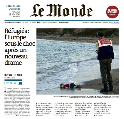 La Une du Monde du 4 septembre 2015