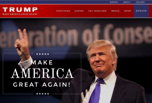 Page d'accueil du site de campagne de Donald Trump (www.donaldjtrump.com)