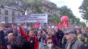 Cortège du parti d’extrême gauche Lutte ouvrière