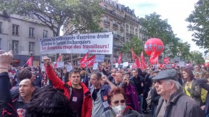 Cortège du parti d’extrême gauche Lutte ouvrière