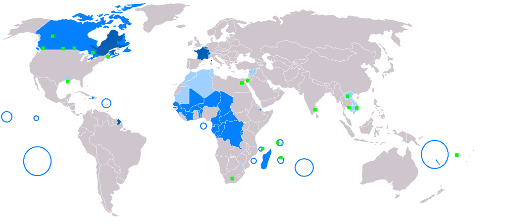 Carte des régions francophones